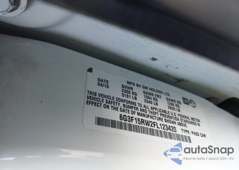 2015 Chevrolet Ss from USA, damaged, VIN 6G3F15RW2FL123420